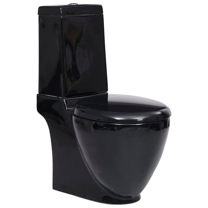 Load image into Gallery viewer, VidaXL Toilet rond afvoer onder keramiek zwart
