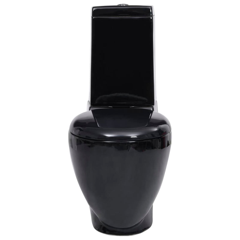 Load image into Gallery viewer, VidaXL Toilet rond afvoer onder keramiek zwart
