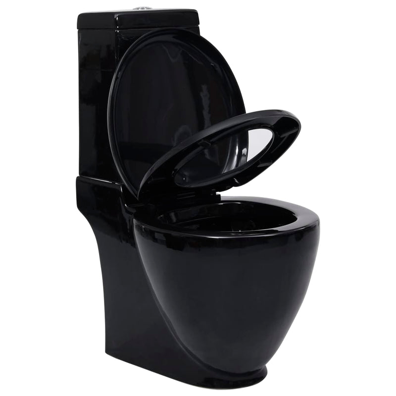 Load image into Gallery viewer, VidaXL Toilet rond afvoer onder keramiek zwart
