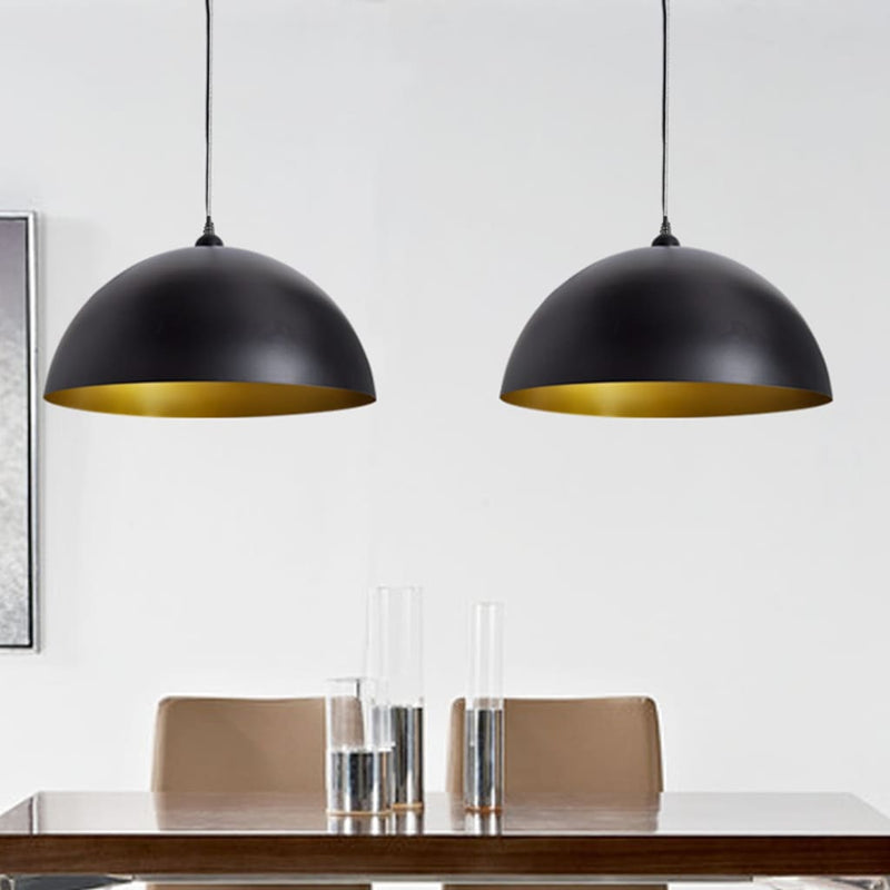 Load image into Gallery viewer, Vidaxl plafondlampen 2 st in hoogte verstelbaar halfrond zwart

