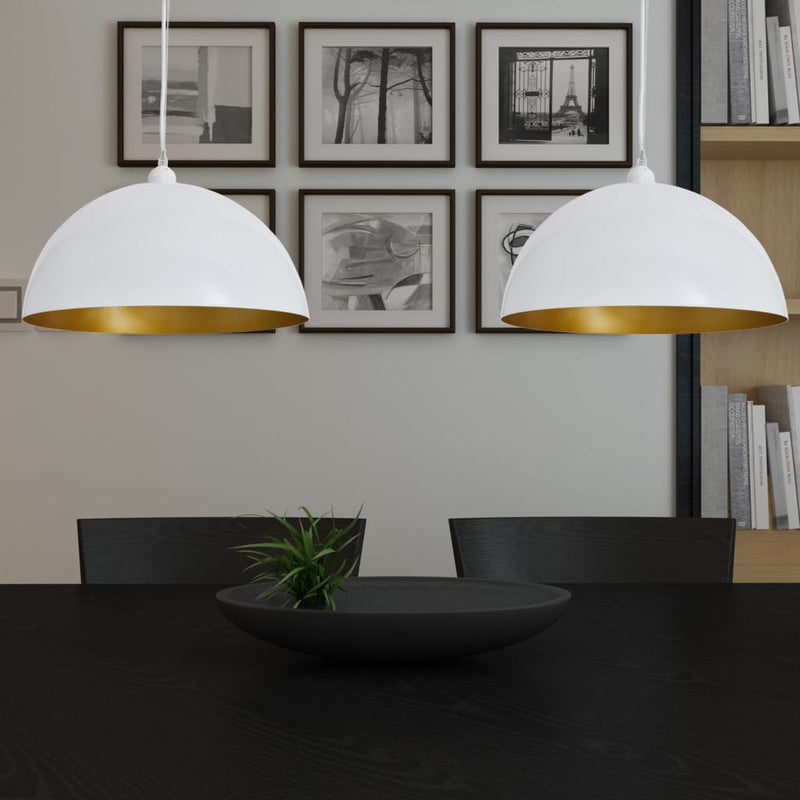 Load image into Gallery viewer, Vidaxl plafondlampen in hoogte verstelbaar halfrond wit 2 st

