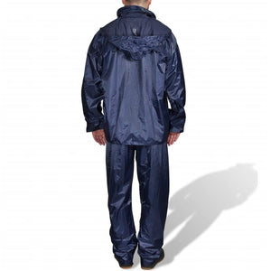 Vidaxl regenpak 2-delig met capuchon (heren marineblauw maat l)