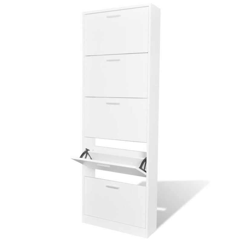 Load image into Gallery viewer, Vidaxl schoenenkast hout met 5 opbergvakken wit
