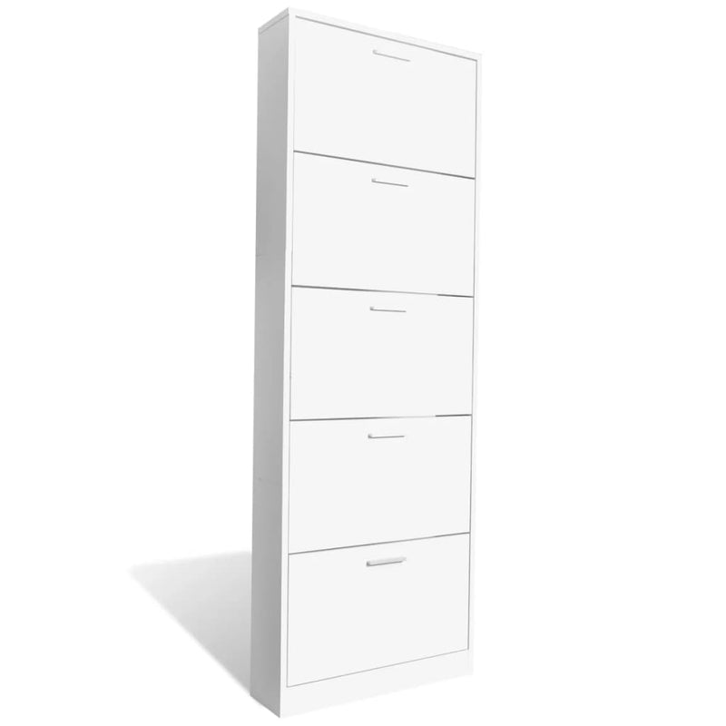 Load image into Gallery viewer, Vidaxl schoenenkast hout met 5 opbergvakken wit
