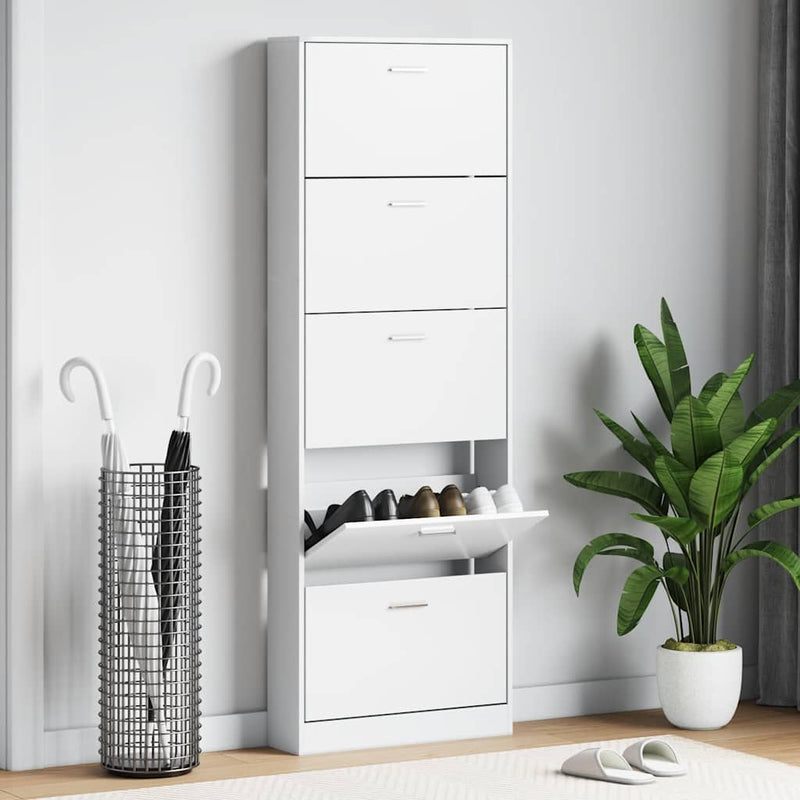Load image into Gallery viewer, Vidaxl schoenenkast hout met 5 opbergvakken wit
