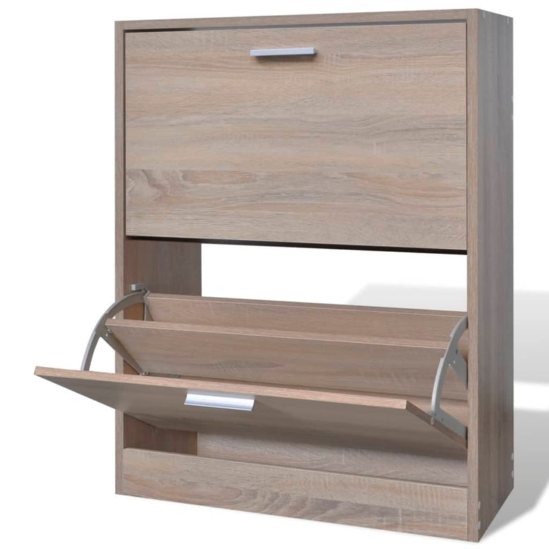 Load image into Gallery viewer, Vidaxl schoenenkast met 2 vakken eiken-look hout
