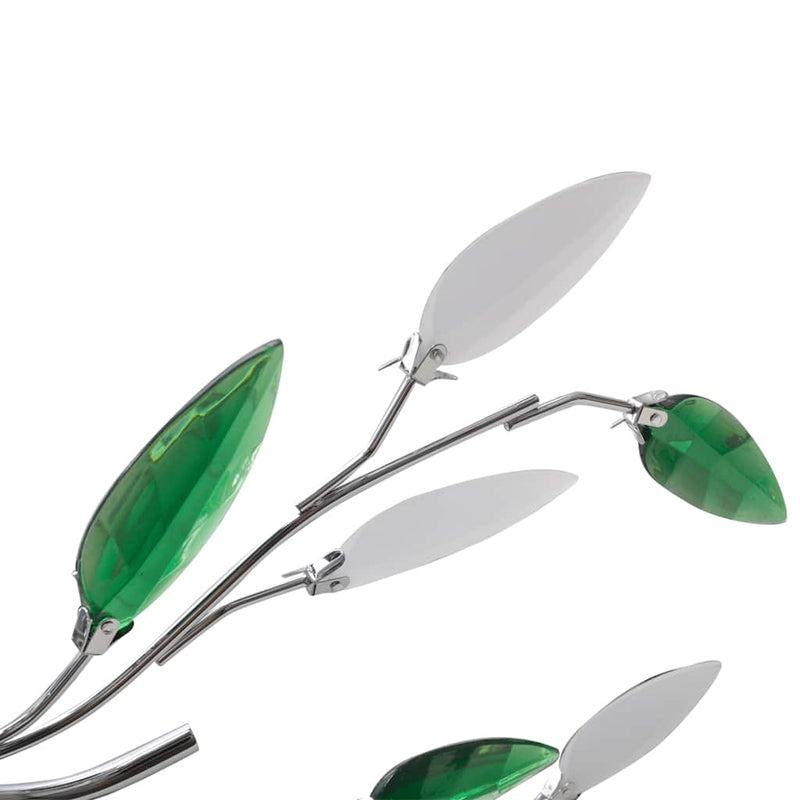 Afbeelding laden in galerijviewer, Vidaxl lamp met kristallen bladeren van acryl voor 5x e14 wit groen
