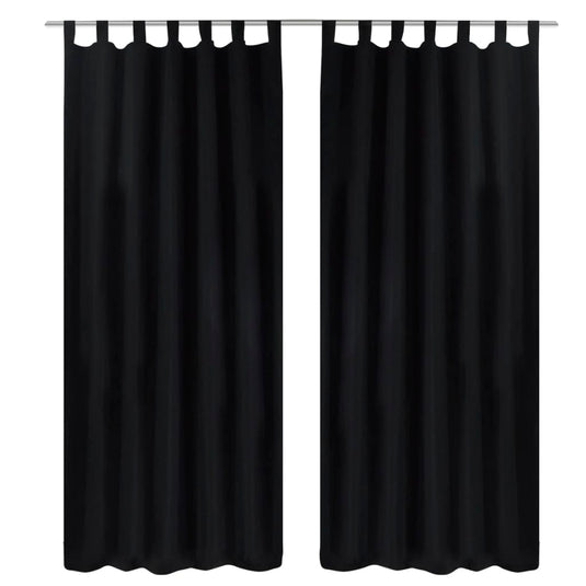 Vidaxl micro-satijnen gordijnen met ringen 140 x 225 cm 2 stuks (zwart)