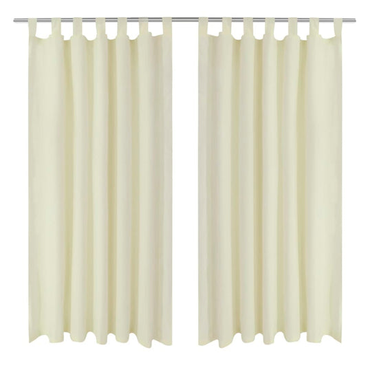 Vidaxl micro-satijnen gordijnen met ringen 140 x 175 cm 2 stuks (creme)