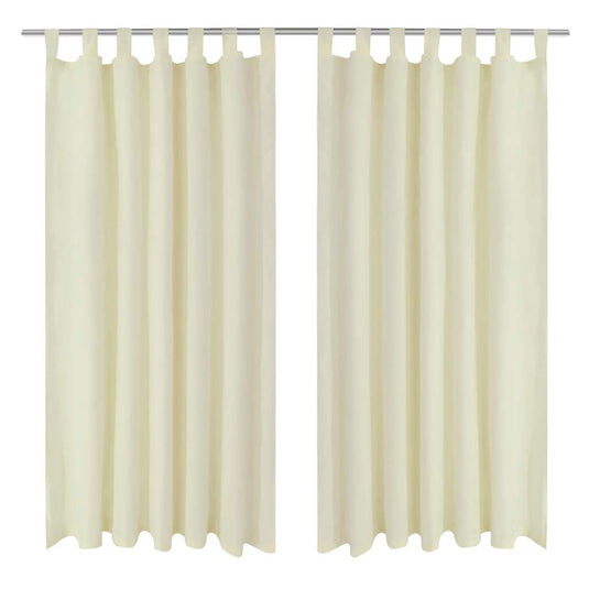Vidaxl micro-satijnen gordijnen met ringen 140 x 225 cm 2 stuks (creme)