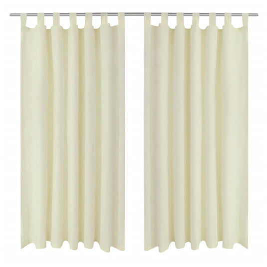 Vidaxl micro-satijnen gordijnen met ringen 140 x 225 cm 2 stuks (creme)