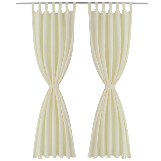 Vidaxl micro-satijnen gordijnen met ringen 140 x 225 cm 2 stuks (creme)