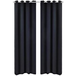 Vidaxl gordijnen met metalen ringen 135 x 245 cm 2 stuks (zwart)