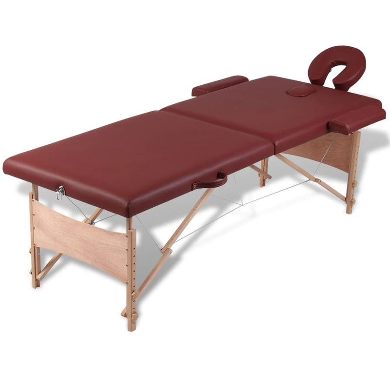 Load image into Gallery viewer, Vidaxl inklapbare massagetafel 2 zones met houten frame (rood)
