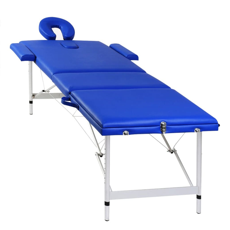 Load image into Gallery viewer, Vidaxl inklapbare massagetafel 3 zones met aluminium frame (blauw)
