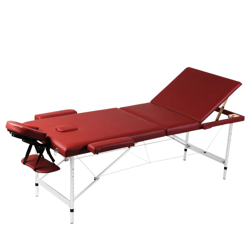 Load image into Gallery viewer, VidaXL Inklapbare massagetafel 3 zones met aluminium frame (rood)
