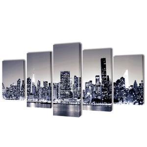 Vidaxl canvas muurdruk set monochroom new york skyline 200 x 100 cm