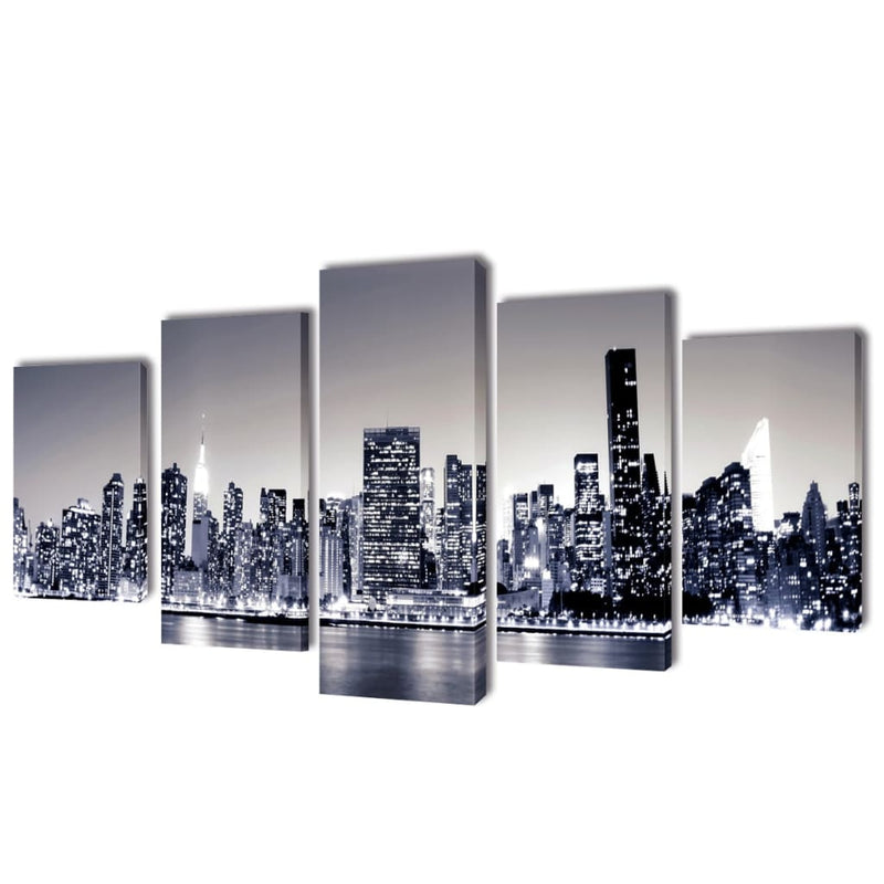 Load image into Gallery viewer, Vidaxl canvas muurdruk set monochroom new york skyline 200 x 100 cm
