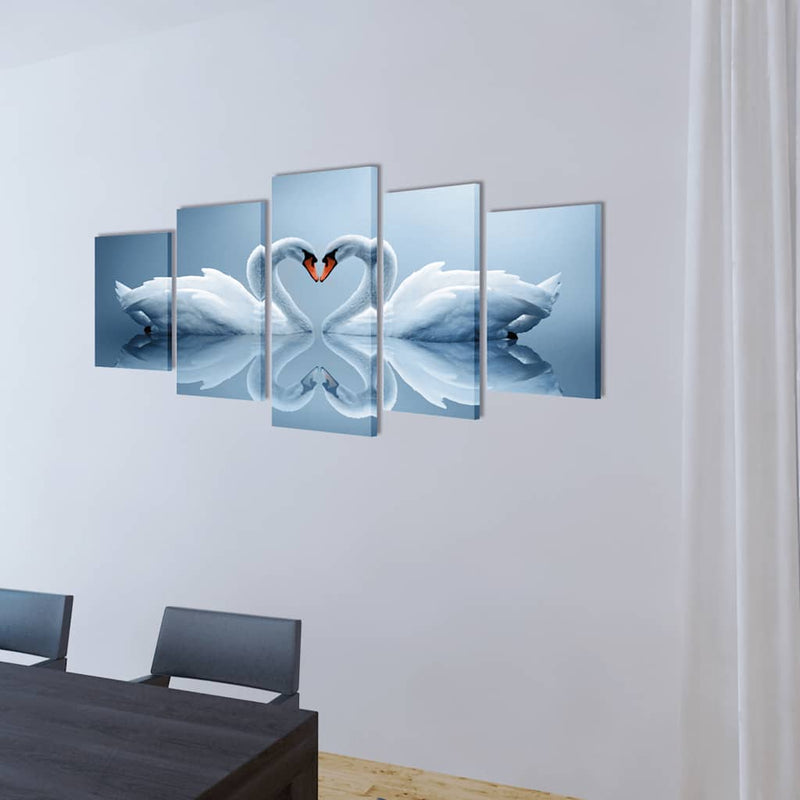 Load image into Gallery viewer, Vidaxl canvas muurdruk set zwaan 200 x 100 cm
