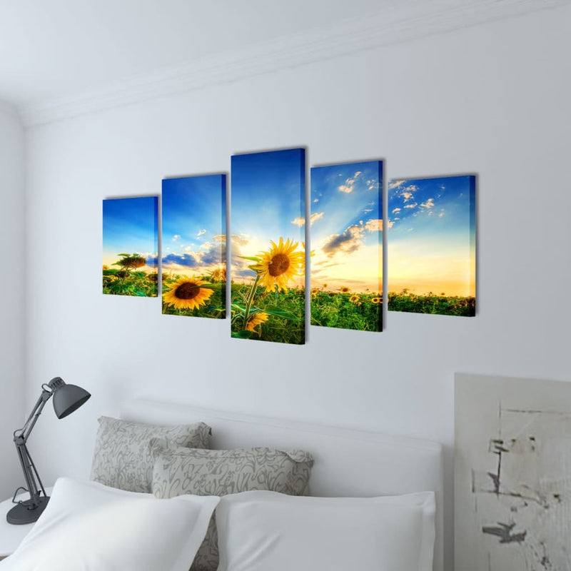 Load image into Gallery viewer, Vidaxl canvas muurdruk print zonnebloem 200 x 100 cm
