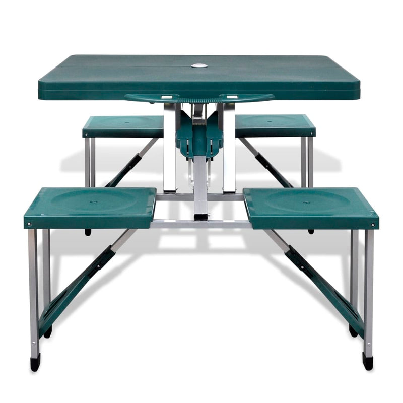 Load image into Gallery viewer, VidaXL Campingtafel met vier stoelen extra licht aluminium inklapbaar (groen)

