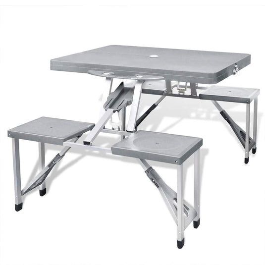 Vidaxl campingset inklapbaar lichtgewicht 120x60 cm aluminium grijs