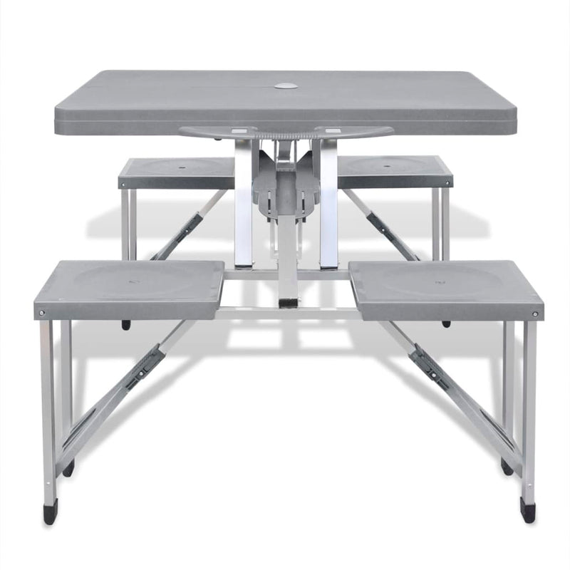 Load image into Gallery viewer, VidaXL Campingtafel met vier zittingen inklapbaar aluminium grijs
