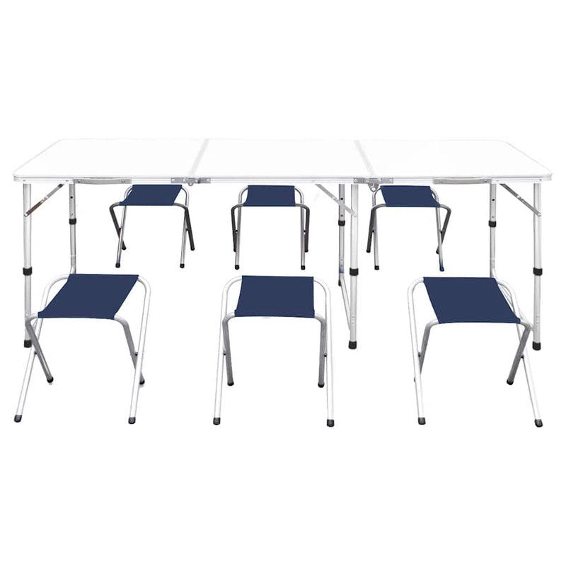 ギャラリービューアに画像をロードする, Vidaxl campingtafel in hoogte verstelbaar met 6 krukken 180x60 cm
