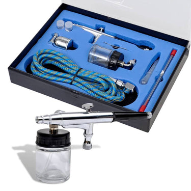 Vidaxl airbrush set met glazen beker 0,2 0,3 0,5 mm mondstukken