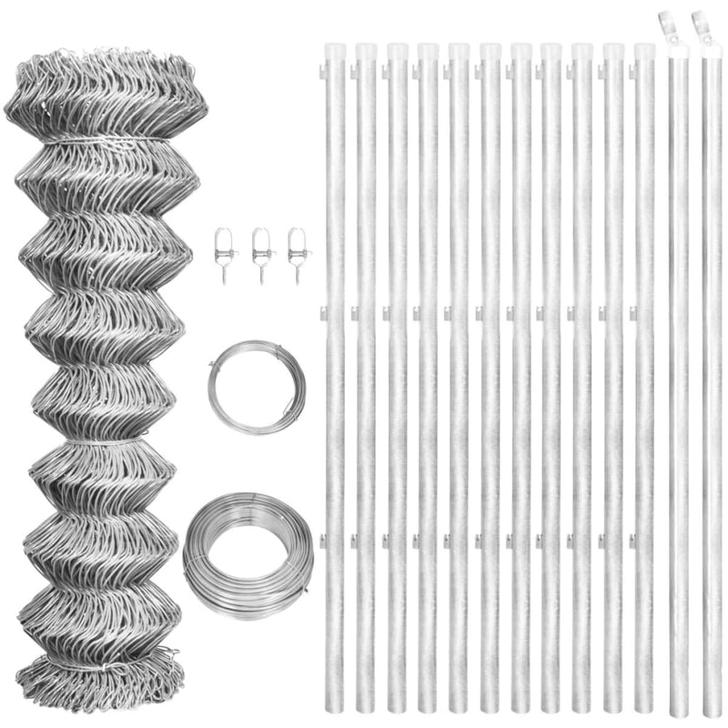 Load image into Gallery viewer, VidaXL Gaashek met palen 25x1,5 m gegalvaniseerd staal zilverkleurig
