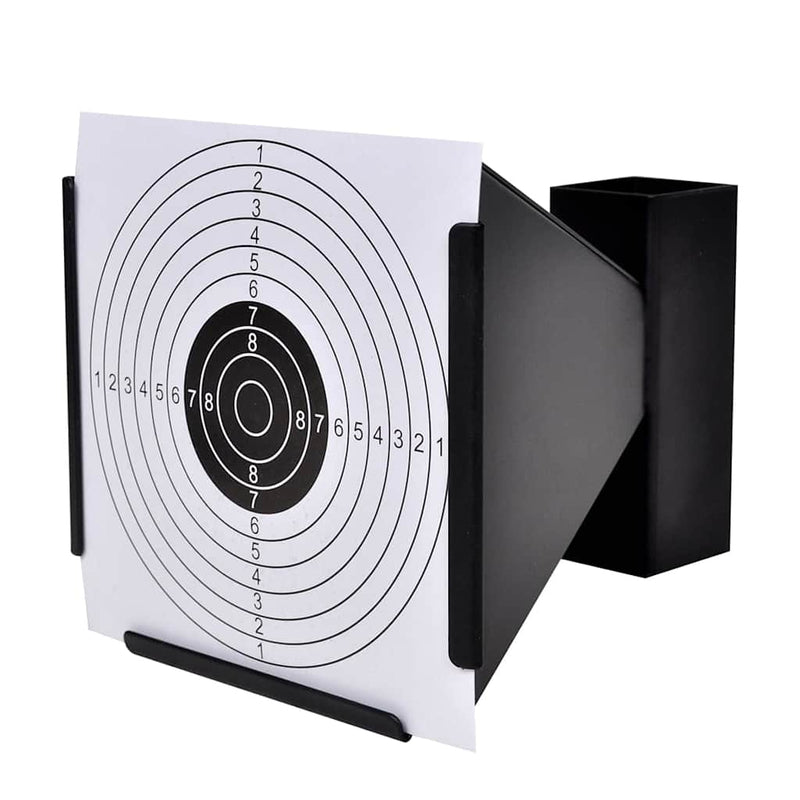 Load image into Gallery viewer, Vidaxl schietkast trechtervormig met 100 papieren targets 14 cm
