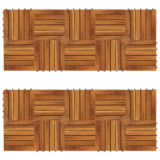 VidaXL Terrastegels 20 st verticaal patroon 30x30 cm acaciahout