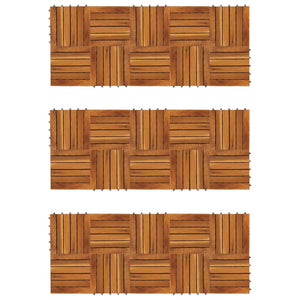 VidaXL Terrastegels verticaal patroon 30 x 30 cm Acacia set van 30