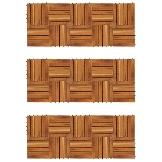 VidaXL Terrastegels verticaal patroon 30 x 30 cm Acacia set van 30