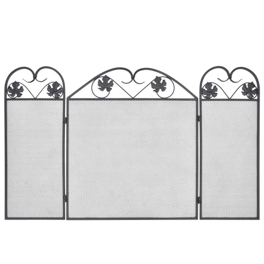 Vidaxl haardscherm 3 panelen ijzer zwart