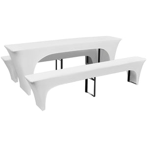 Vidaxl hoes voor biertafel en banken 225x50x80 cm stretch wit 3 st