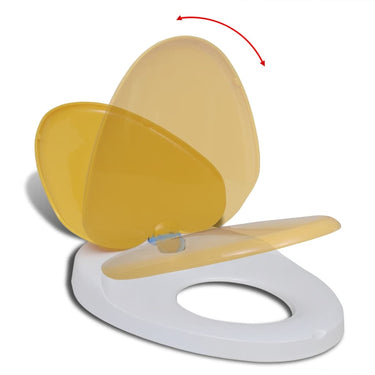 Vidaxl toiletbril voor volwassenen kinderen soft-close wit en geel