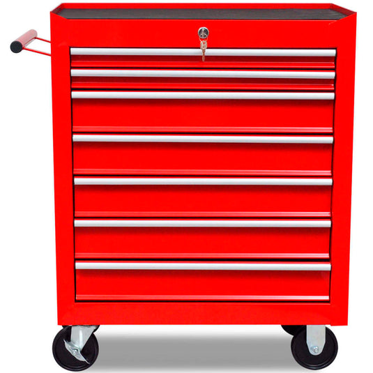 Vidaxl gereedschapswagen 7 lades rood