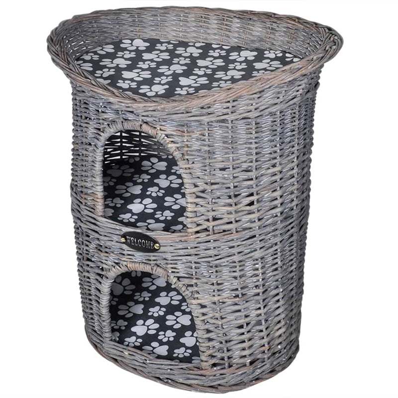 Load image into Gallery viewer, Vidaxl kattenbed huis krabpaal 2-laags met kussen wilgen
