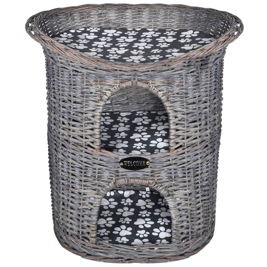 Vidaxl kattenbed huis krabpaal 2-laags met kussen wilgen