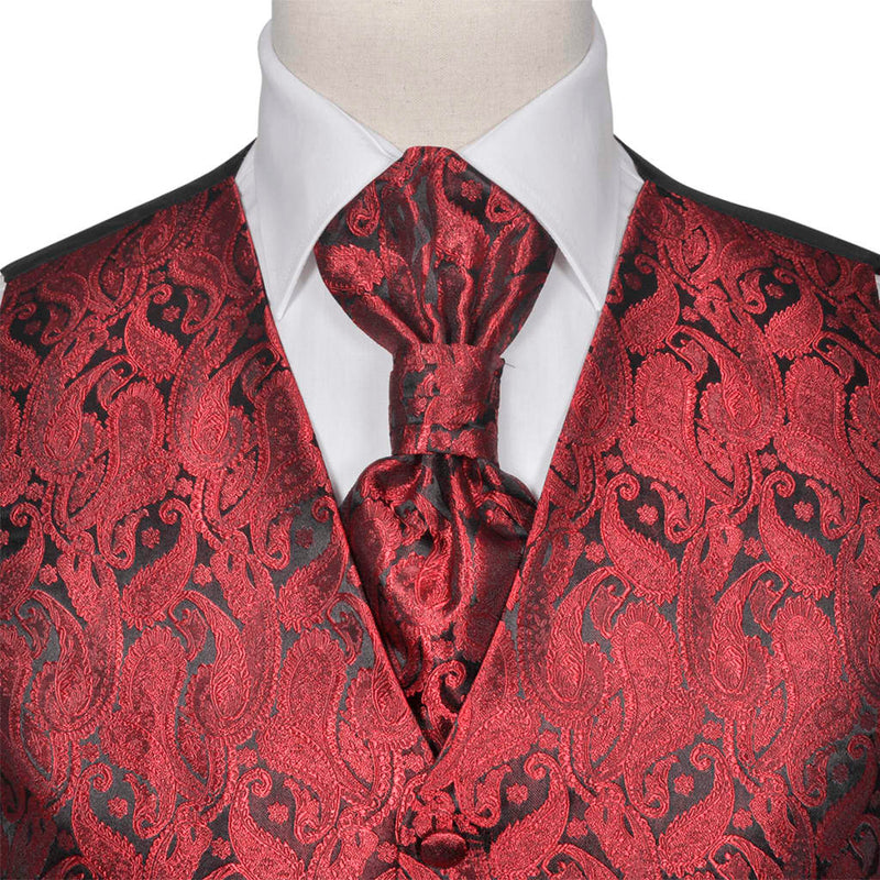 Load image into Gallery viewer, VidaXL Paisley bruidsvestset voor heren maat 54 bordeauxrood
