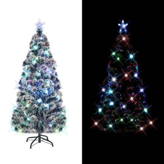 Vidaxl voorverlichte kerstboom met standaard en led 210 cm glasvezel