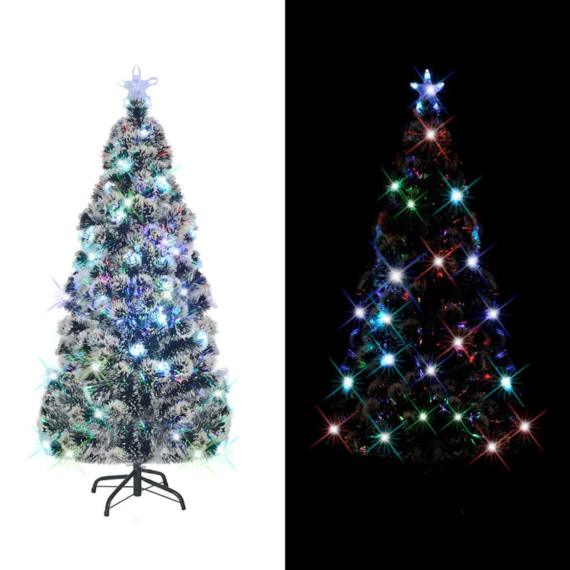 Load image into Gallery viewer, Vidaxl voorverlichte kerstboom met standaard en led 210 cm glasvezel
