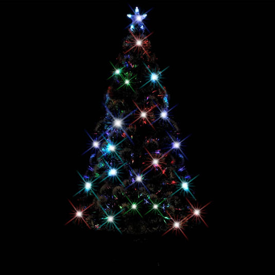 Vidaxl voorverlichte kerstboom met standaard en led 210 cm glasvezel