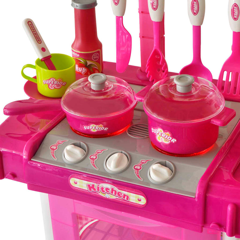 Load image into Gallery viewer, VidaXL Kinderspeelkeuken met lichten geluidseffecten roze
