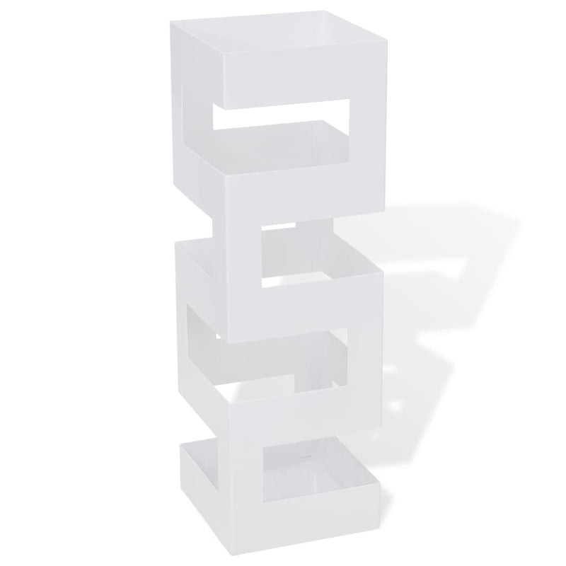 Load image into Gallery viewer, Vidaxl paraplu- en wandelstokhouder wit vierkant staal 48,5 cm
