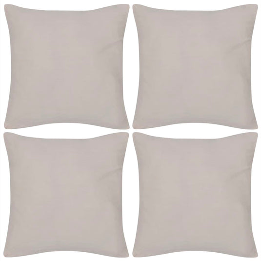 VidaXL Kussenhoezen katoen 40 x 40 cm beige 4 stuks