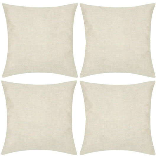 VidaXL Kussenhoezen linnen look 80 x 80 cm beige 4 stuks