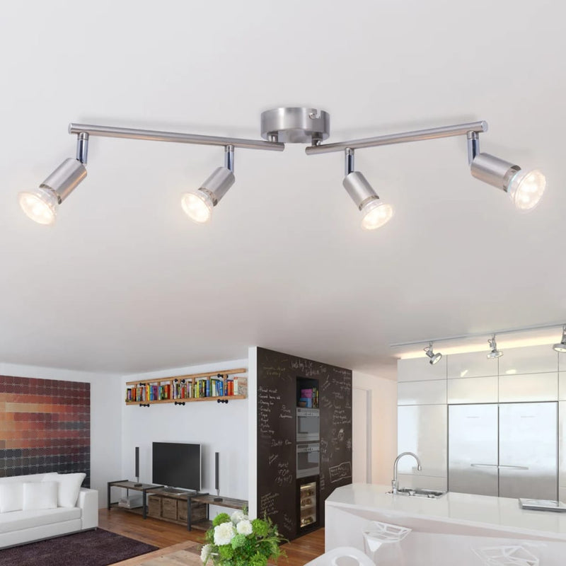 Load image into Gallery viewer, VidaXL Plafondlamp met 4 led-spotlights satijn nikkel
