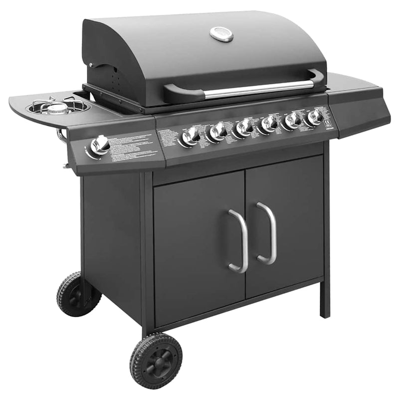 Cargue la imagen en el visor de la galería, Vidaxl gasbarbecue 6+1 kookzone zwart
